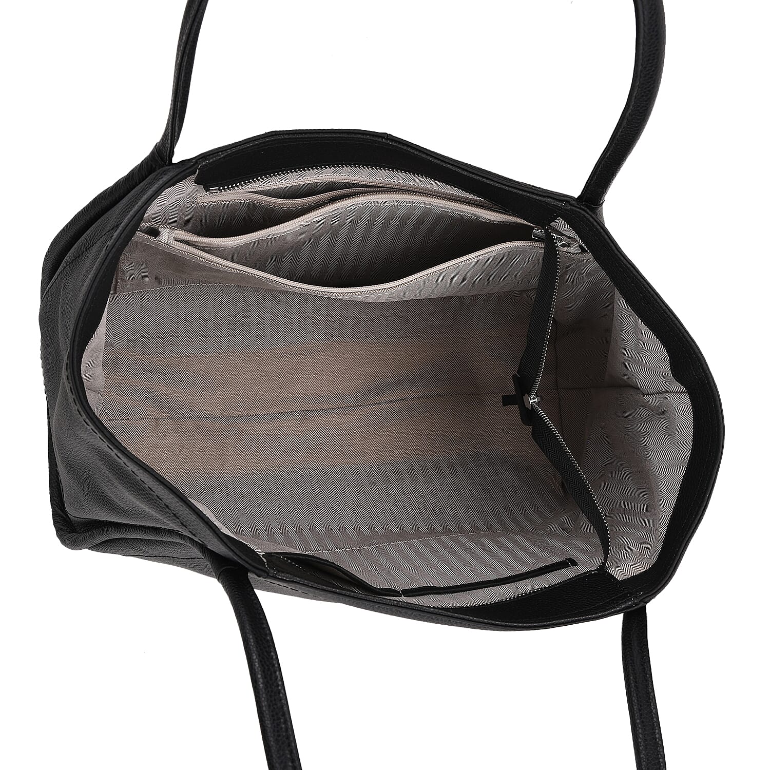 Genuine Leather Tote Bag - Black