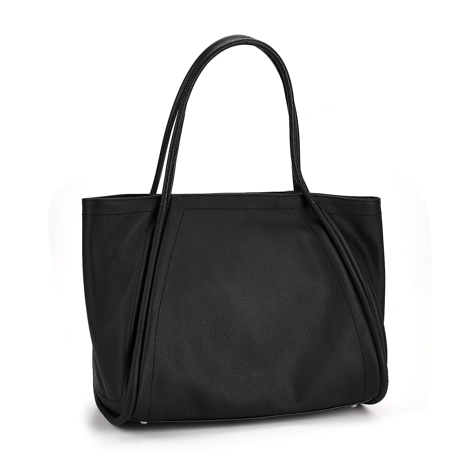 Genuine Leather Tote Bag - Black