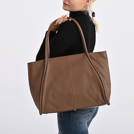 Genuine Leather Tote Bag- Brown