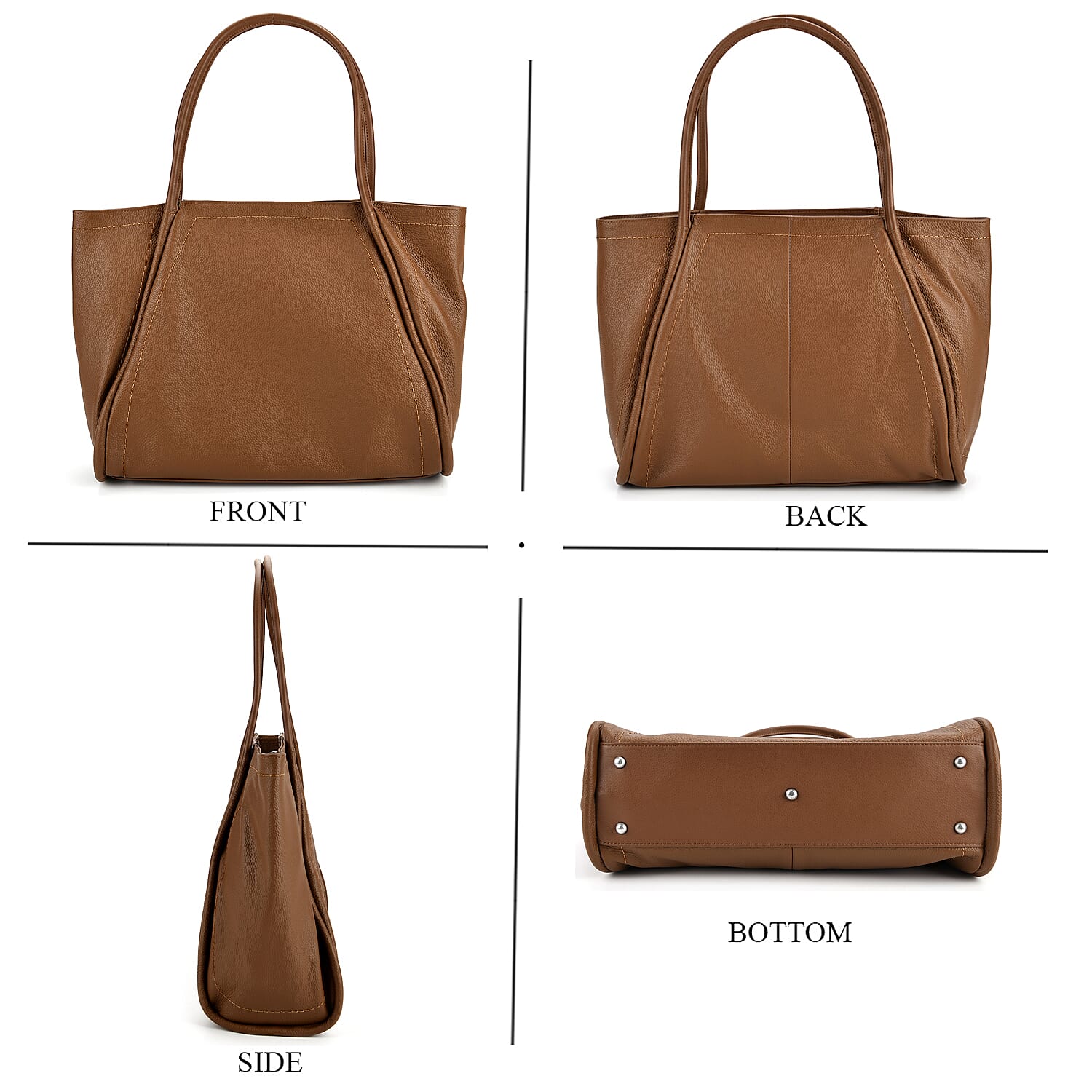 Genuine Leather Tote Bag- Brown