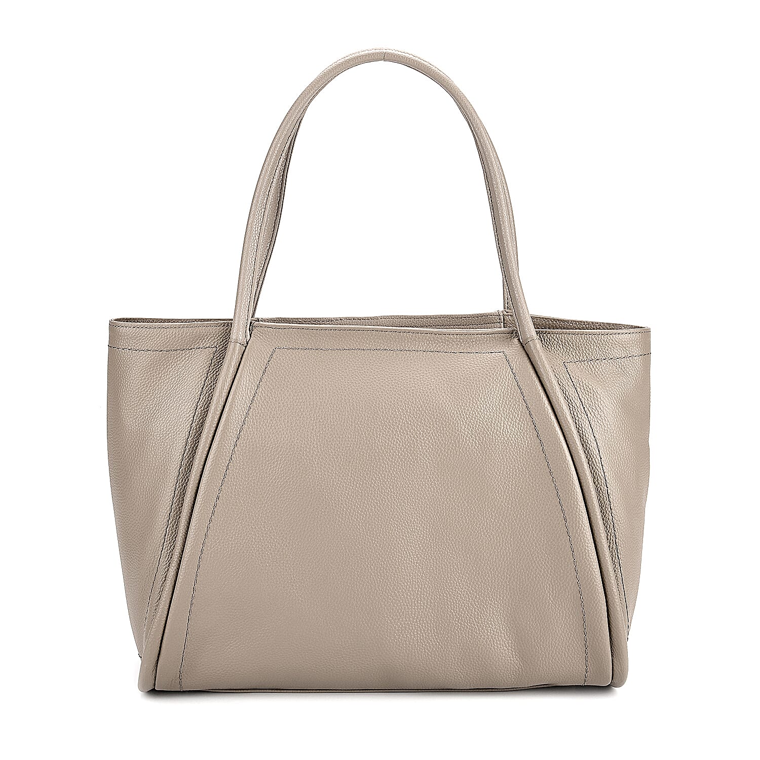 Genuine Leather Tote Bag - Beige