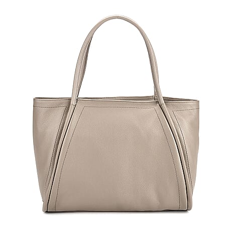 Genuine Leather Tote Bag - Beige