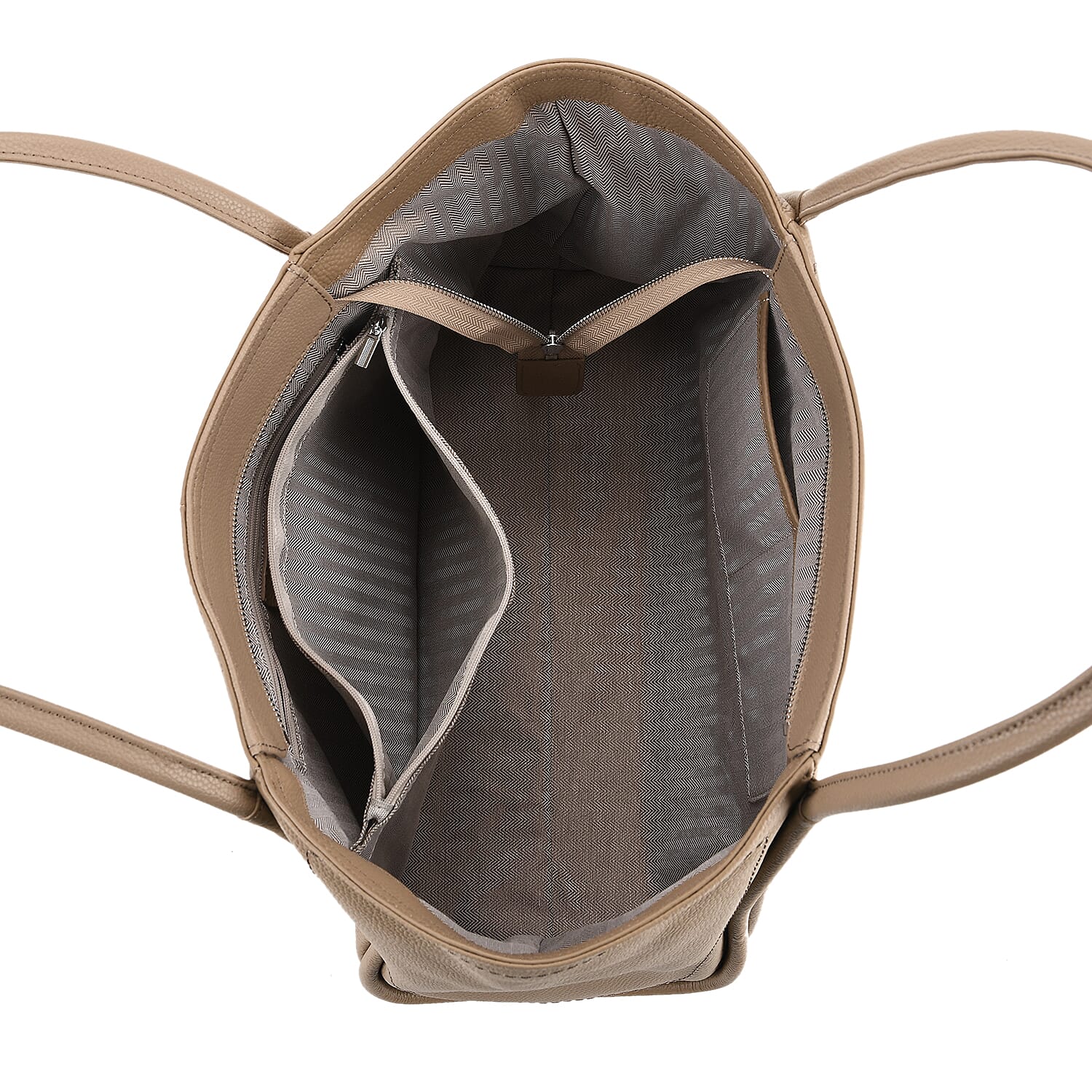 Genuine Leather Tote Bag - Beige