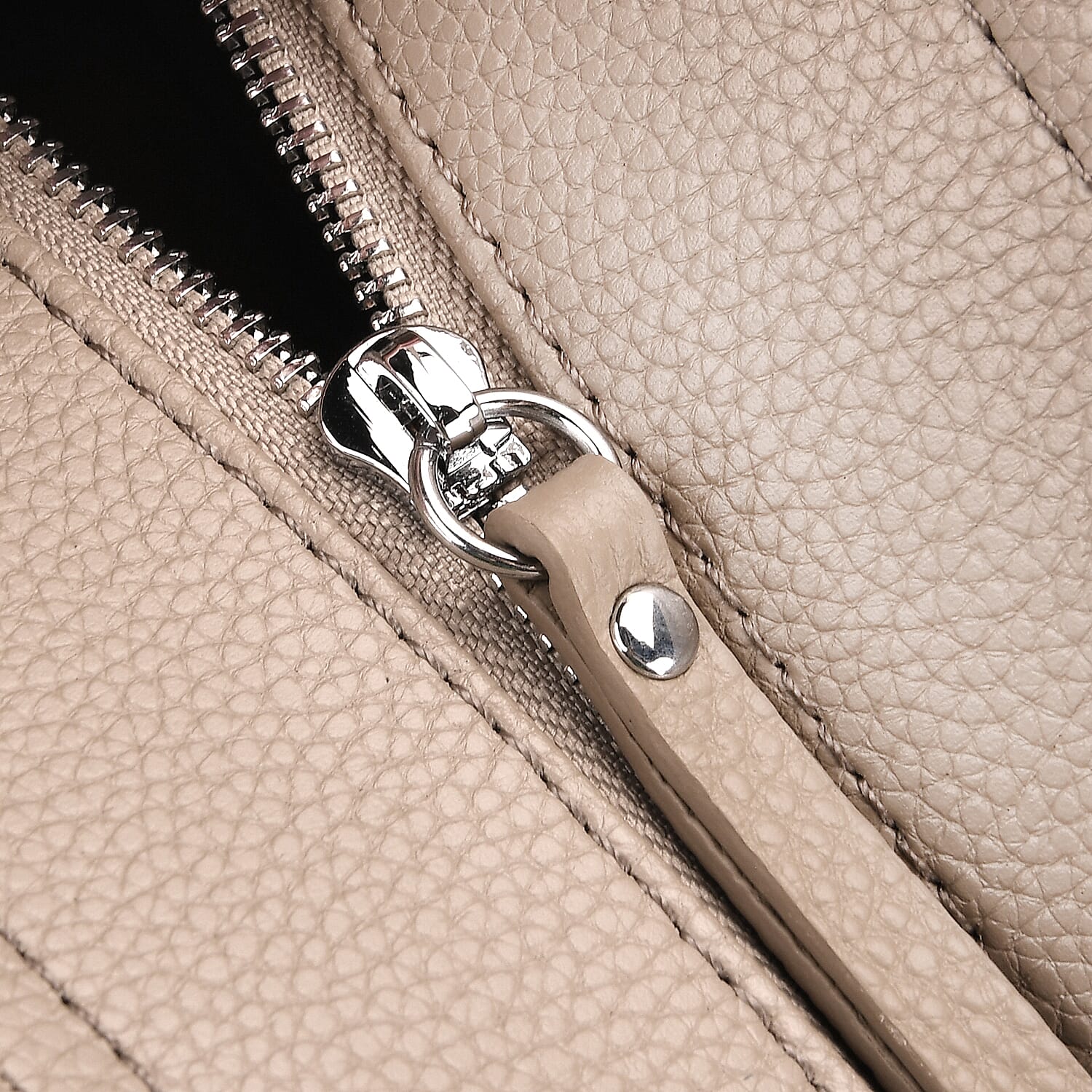 Genuine Leather Tote Bag - Beige