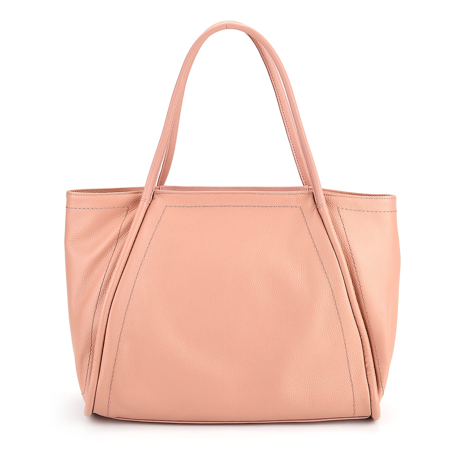 Genuine Leather Tote Bag - Pink
