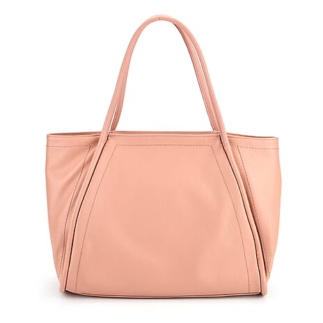 Genuine Leather Tote Bag - Pink