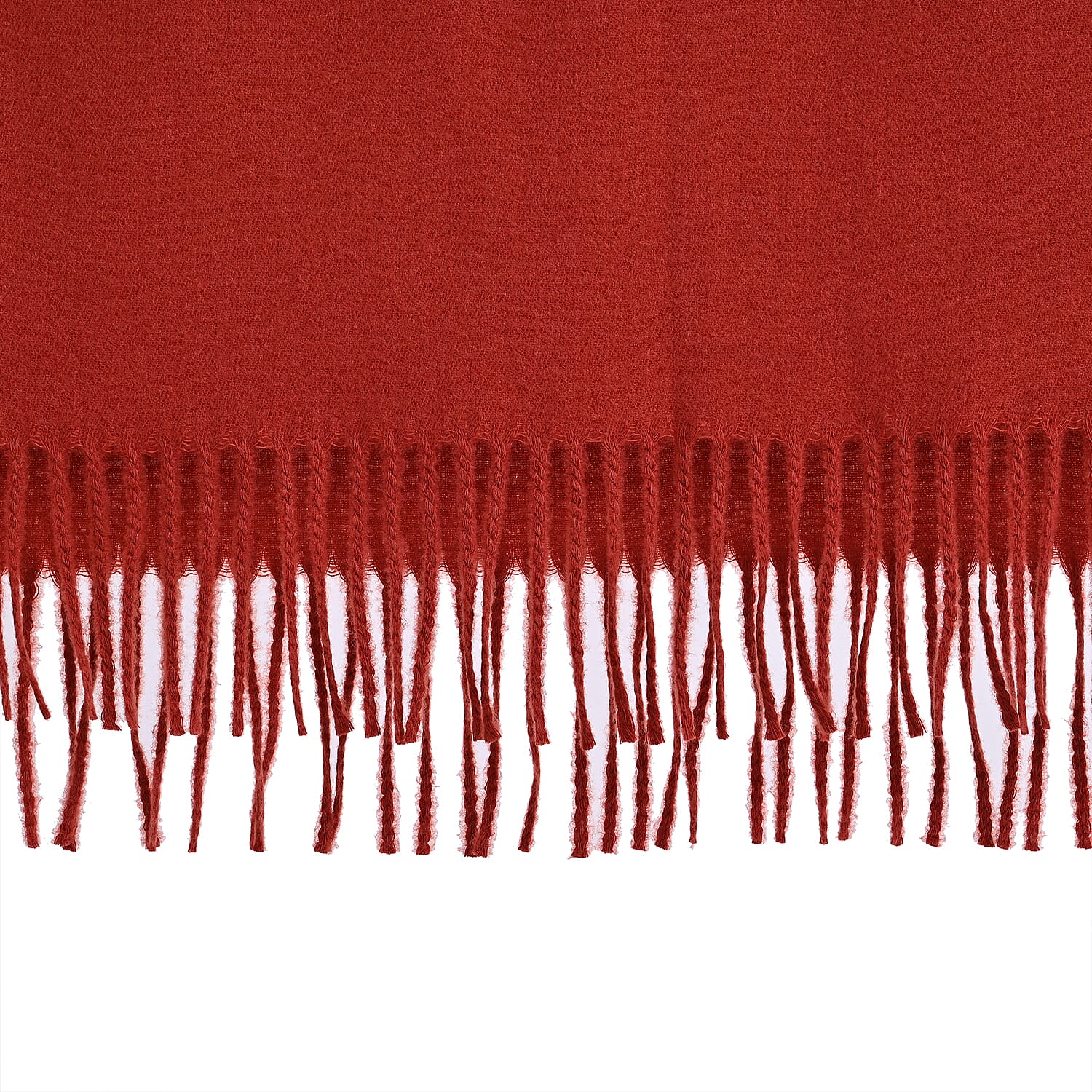 Cashew Embroidery Scarf with Tassel (Size 180x70 cm) - Dark Orange