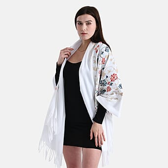 https://tjcuk.sirv.com/Products/82/2/8222452/Floral-Embroidery-Scarf-with-Tassel-Size-180x70-cm-White_8222452_1.jpg?w=342&h=342