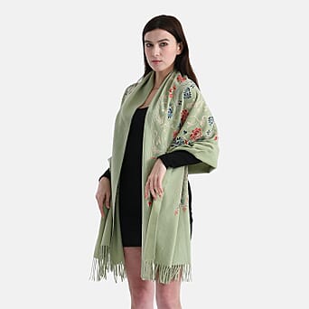 https://tjcuk.sirv.com/Products/82/2/8222459/Floral-Embroidery-Scarf-with-Tassel-Size-180x70-cm-Green_8222459.jpg?w=342&h=342