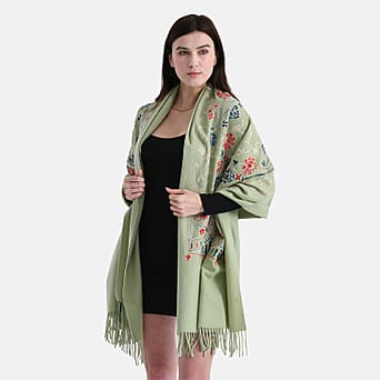 https://tjcuk.sirv.com/Products/82/2/8222459/Floral-Embroidery-Scarf-with-Tassel-Size-180x70-cm-Green_8222459_1.jpg?w=342&h=342