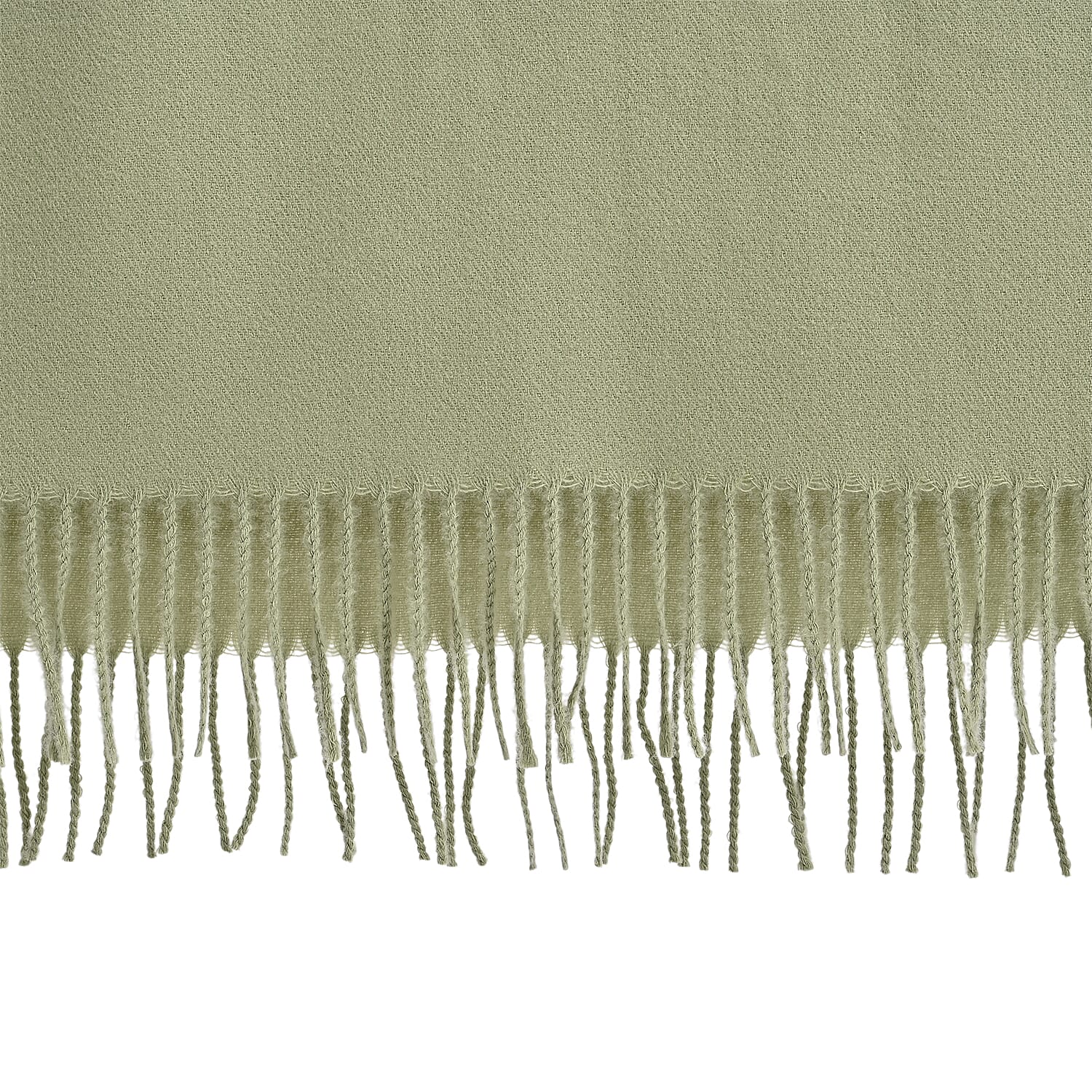 Floral Embroidery Scarf with Tassels (Size 180x70 cm) - Green