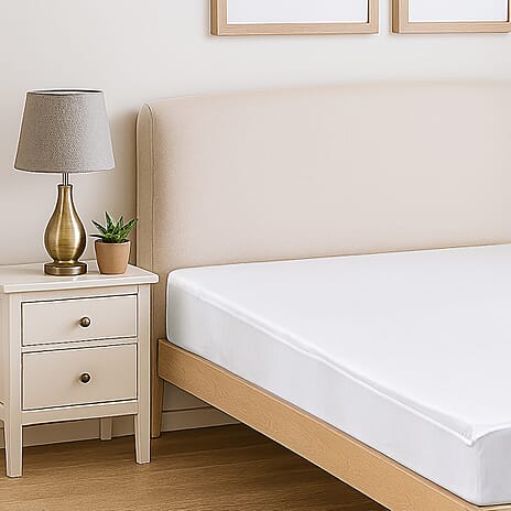 Hush Haven Tencel Patterned Mattress Pad (Size 190x30 cm) - White & White