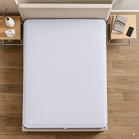 Hush Haven Tencel Patterned Mattress Pad (Size 200x30 cm) - White & White