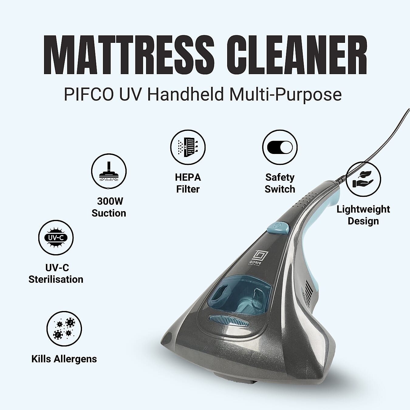 PIFCO UV Handheld Multi-Purpose Mattress Cleaner - Blue
