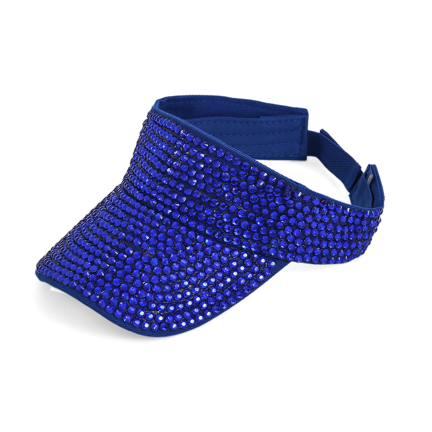 Rhinestone Baseball Visor Cap with Adjustable Strap (Head Size- 57-58cm) - Blue
