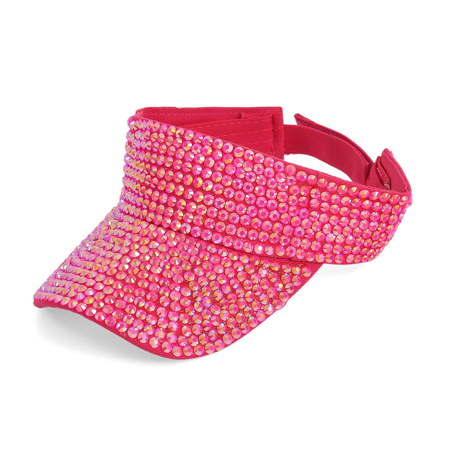Rhinestone Baseball Visor Cap with Adjustable Strap (Head Size- 57-58cm) - Rose Pink