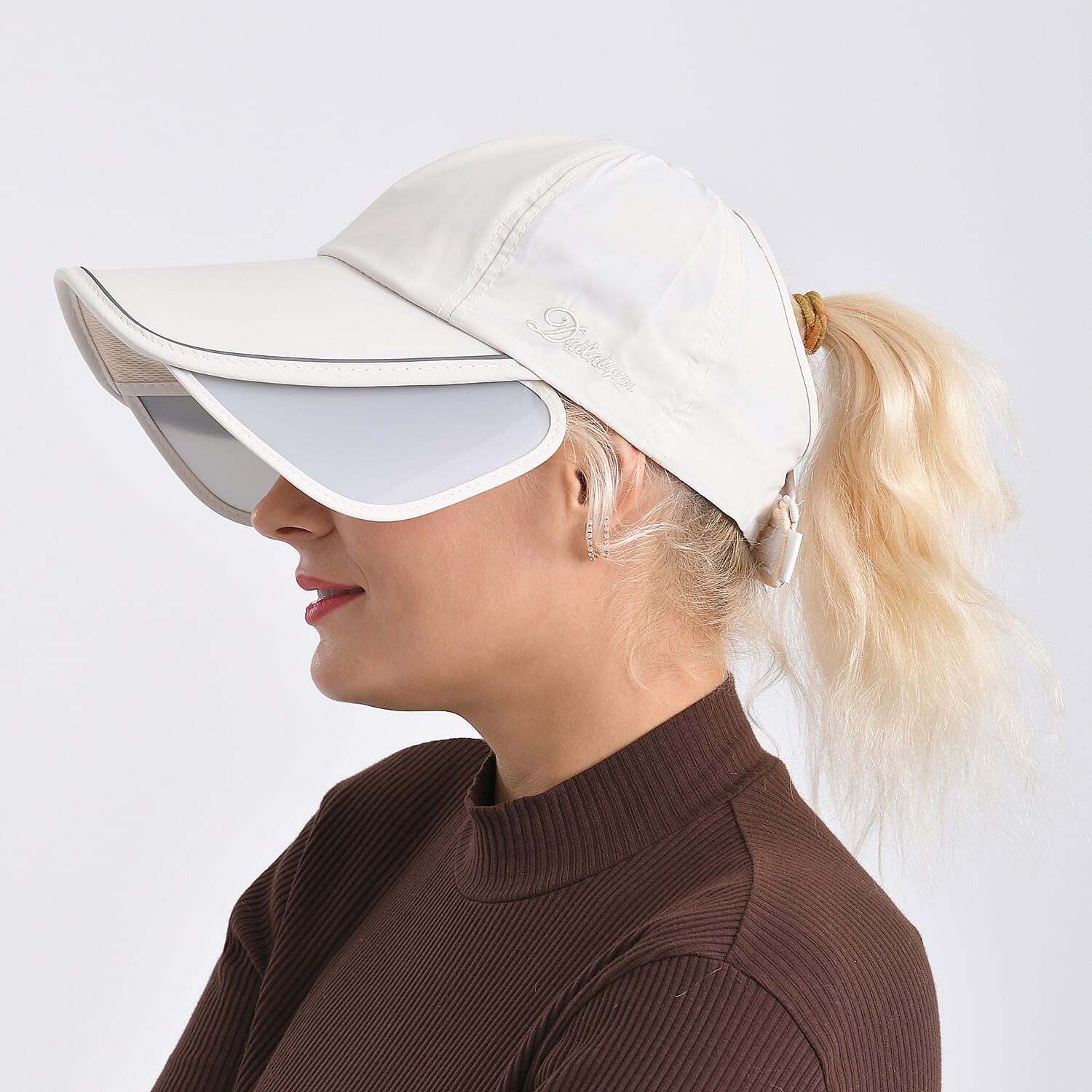 Classic Baseball Cap with Retractable Brim (Head Size- 57-58cm) - White