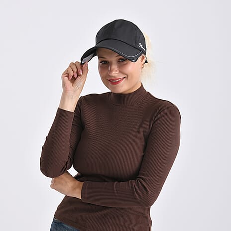 Classic Baseball Cap with Retractable Brim (Head Size- 57-58cm) - Black