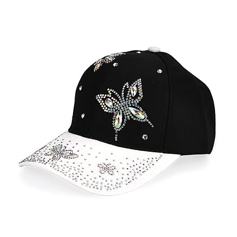 Butterfly Design Baseball Cap (57 Cm) - Black & White