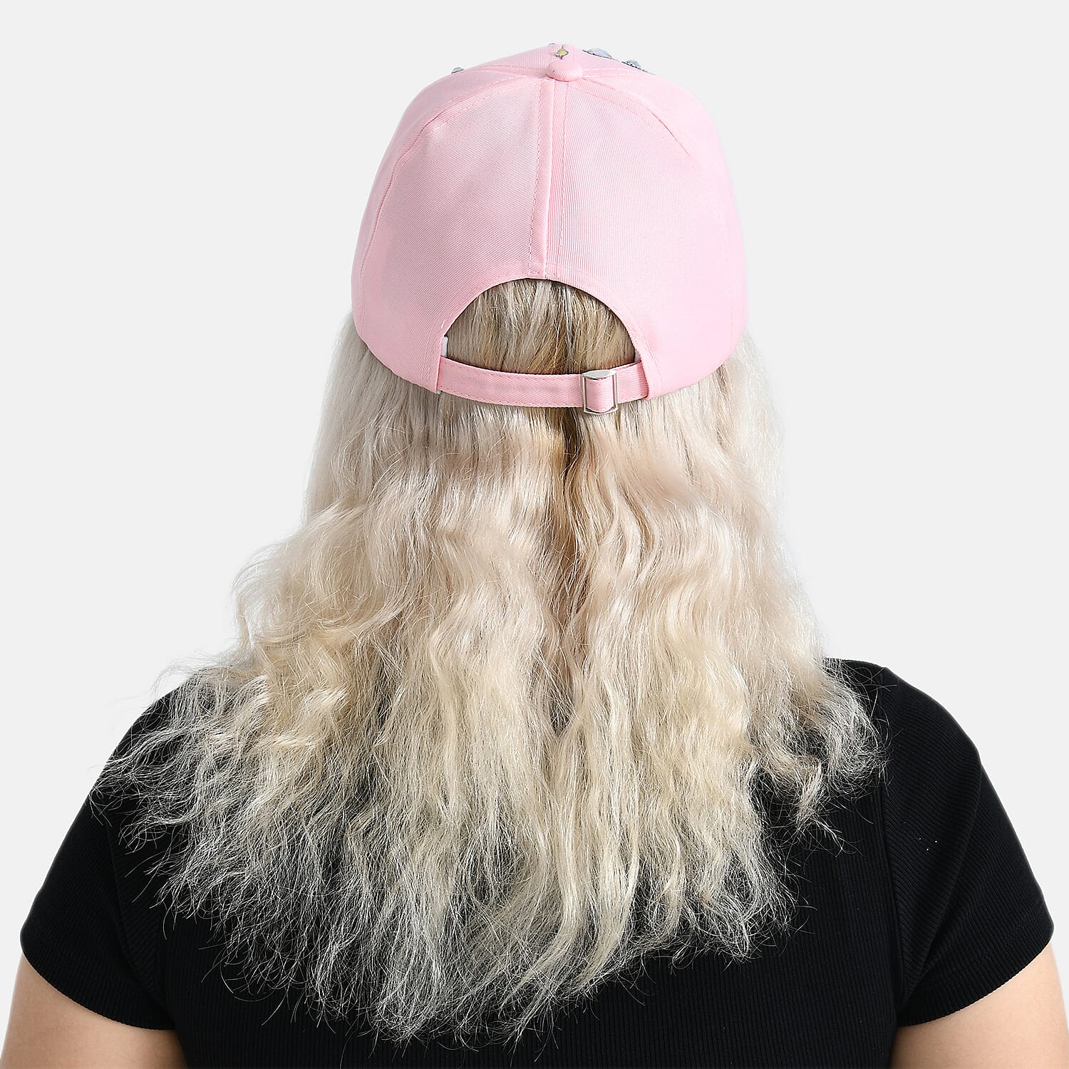 Butterfly Design Baseball Cap (57 Cm) - Pink & White