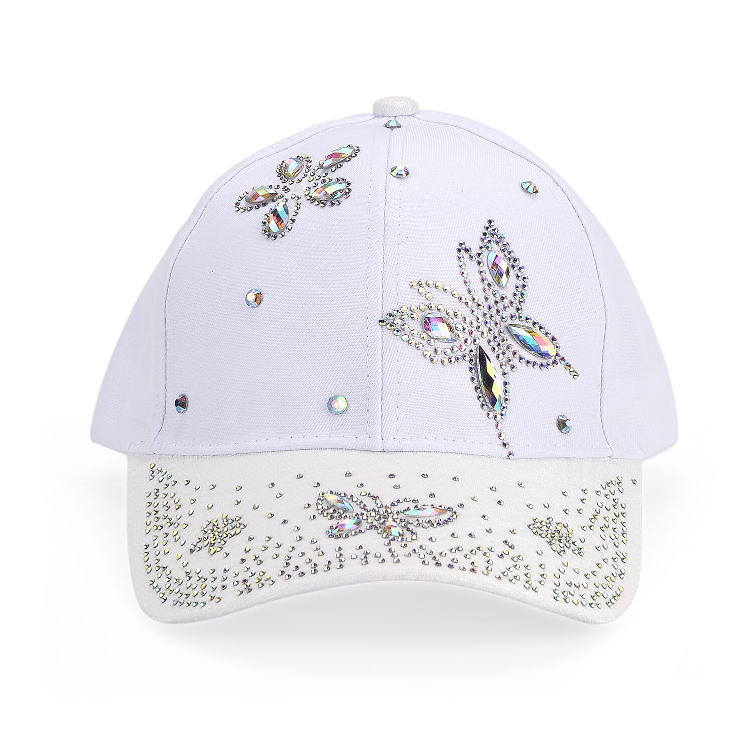 Butterfly Design Baseball Cap (57 Cm) - White