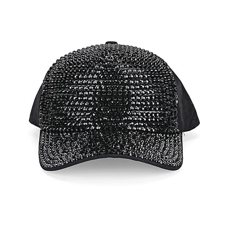 Rhinestone Baseball Cap (57 cm) - Black