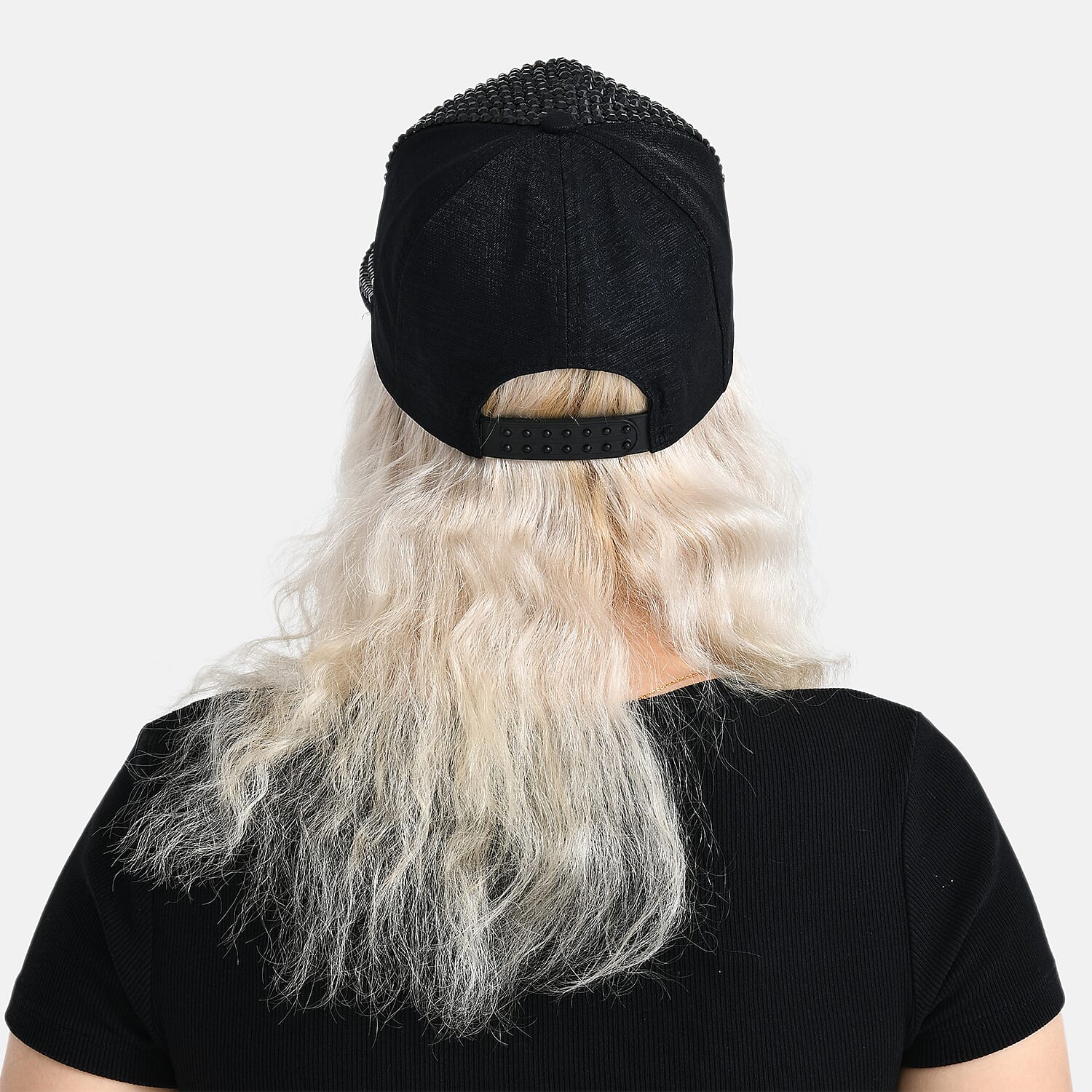 Rhinestone Baseball Cap (57 cm) - Black