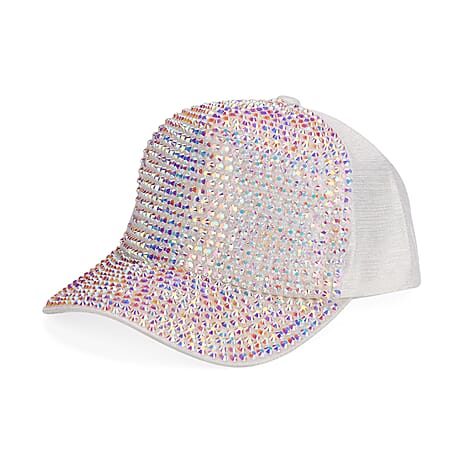 Rhinestone Baseball Cap (57 cm) - White