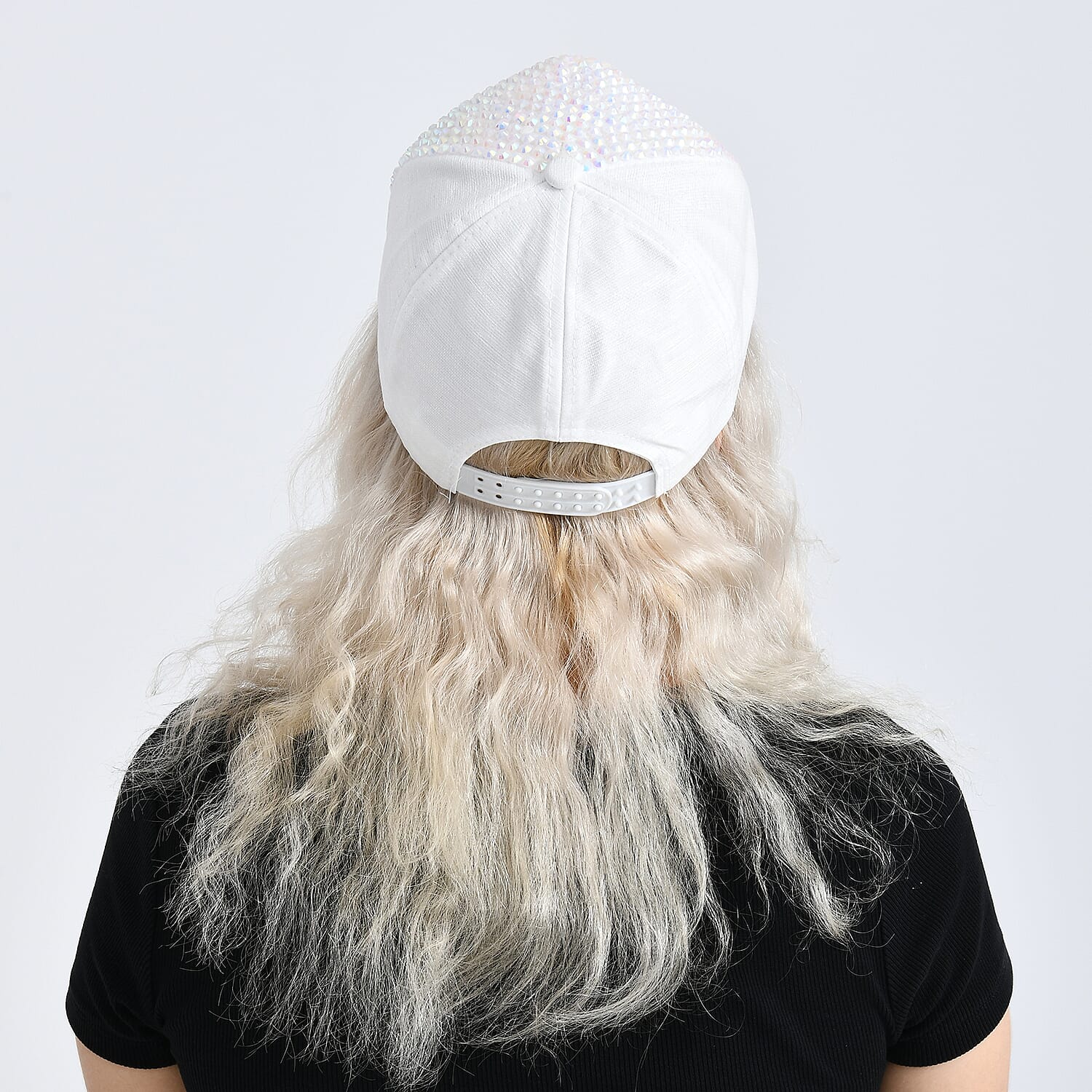 Rhinestone Baseball Cap (57 cm) - White