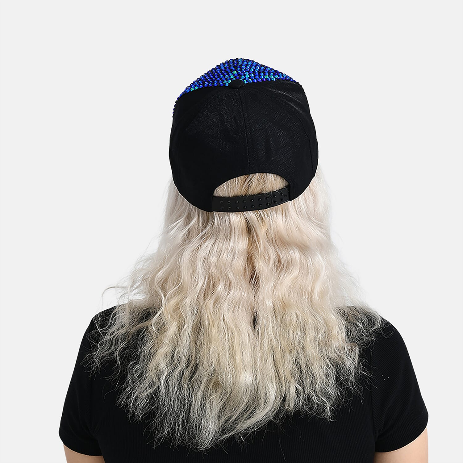 Blue Rhinestone Baseball Cap (57 cm) - Blue