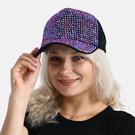 Purple Rhinestone Baseball Cap (57 cm) - Purple