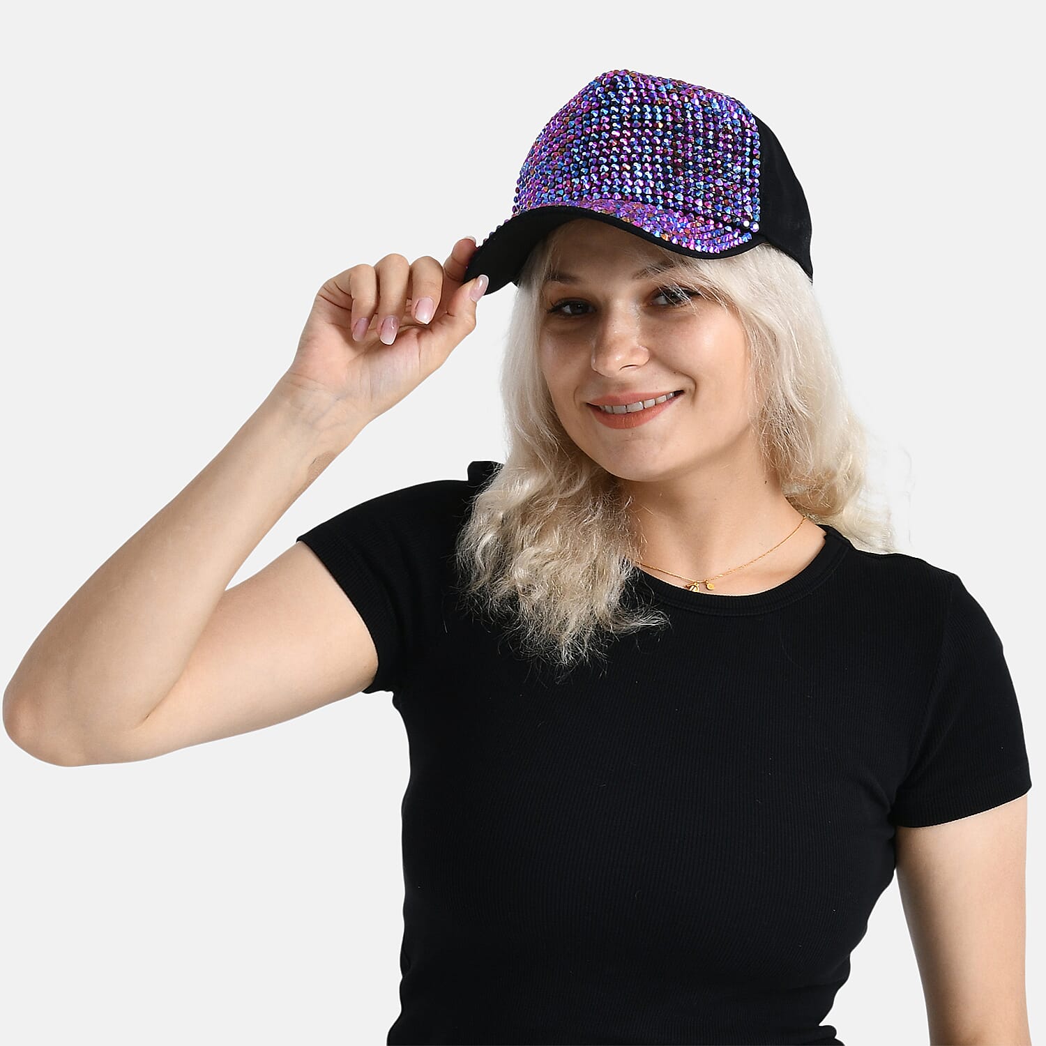 Purple Rhinestone Baseball Cap (57 cm) - Purple