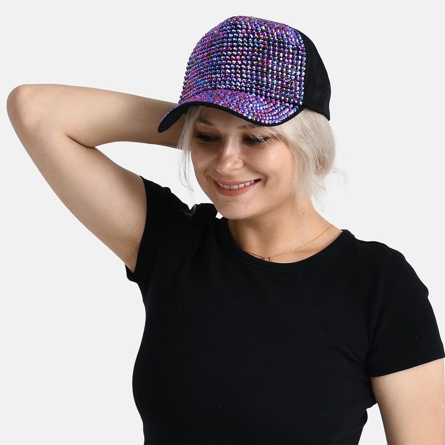 Purple Rhinestone Baseball Cap (57 cm) - Purple