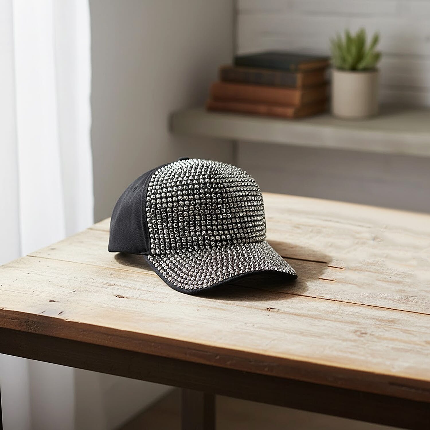 Silver Rhinestone Baseball Cap (57 cm) - Silver