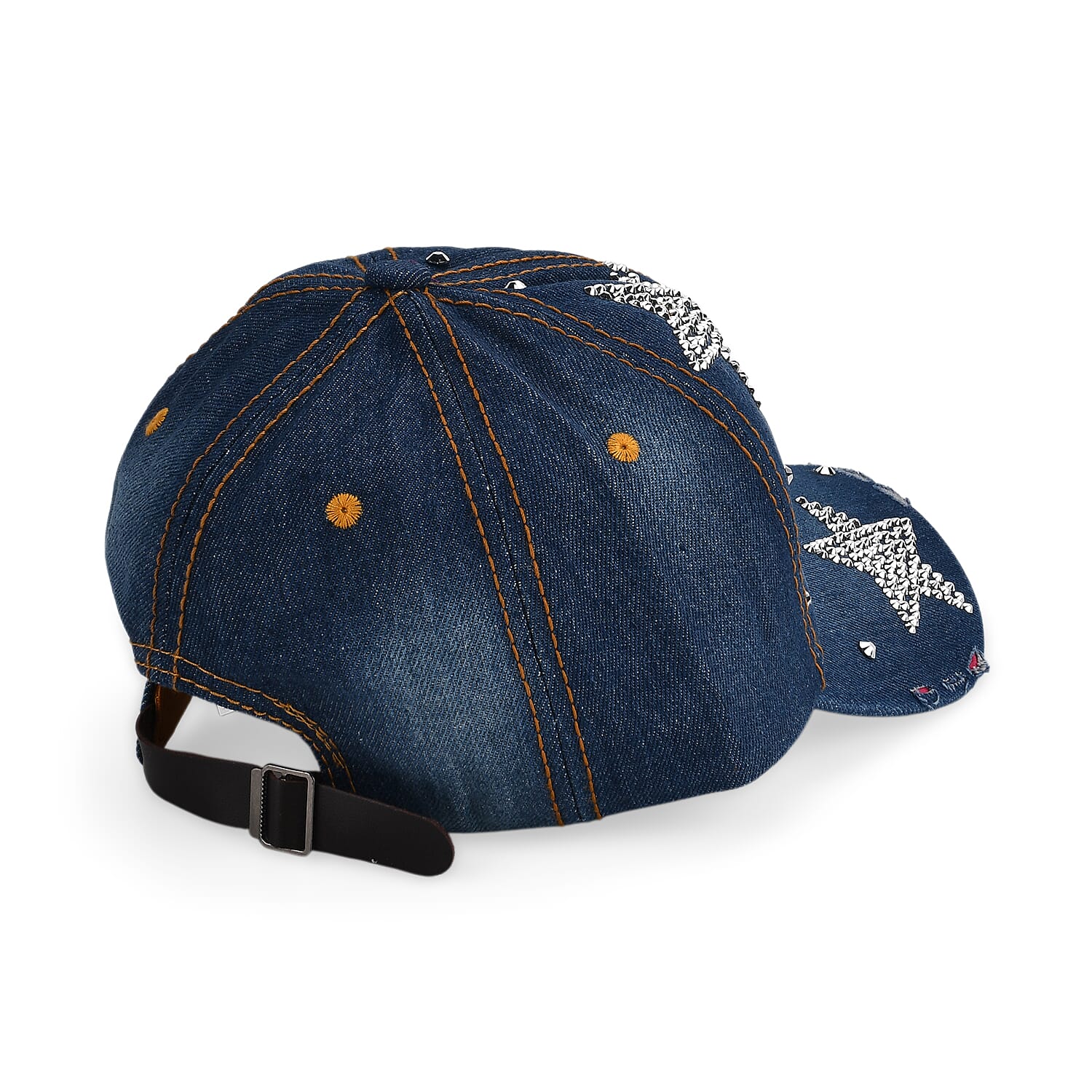 Denim Baseball Cap with Rhinestone Star Pattern (57 cm)