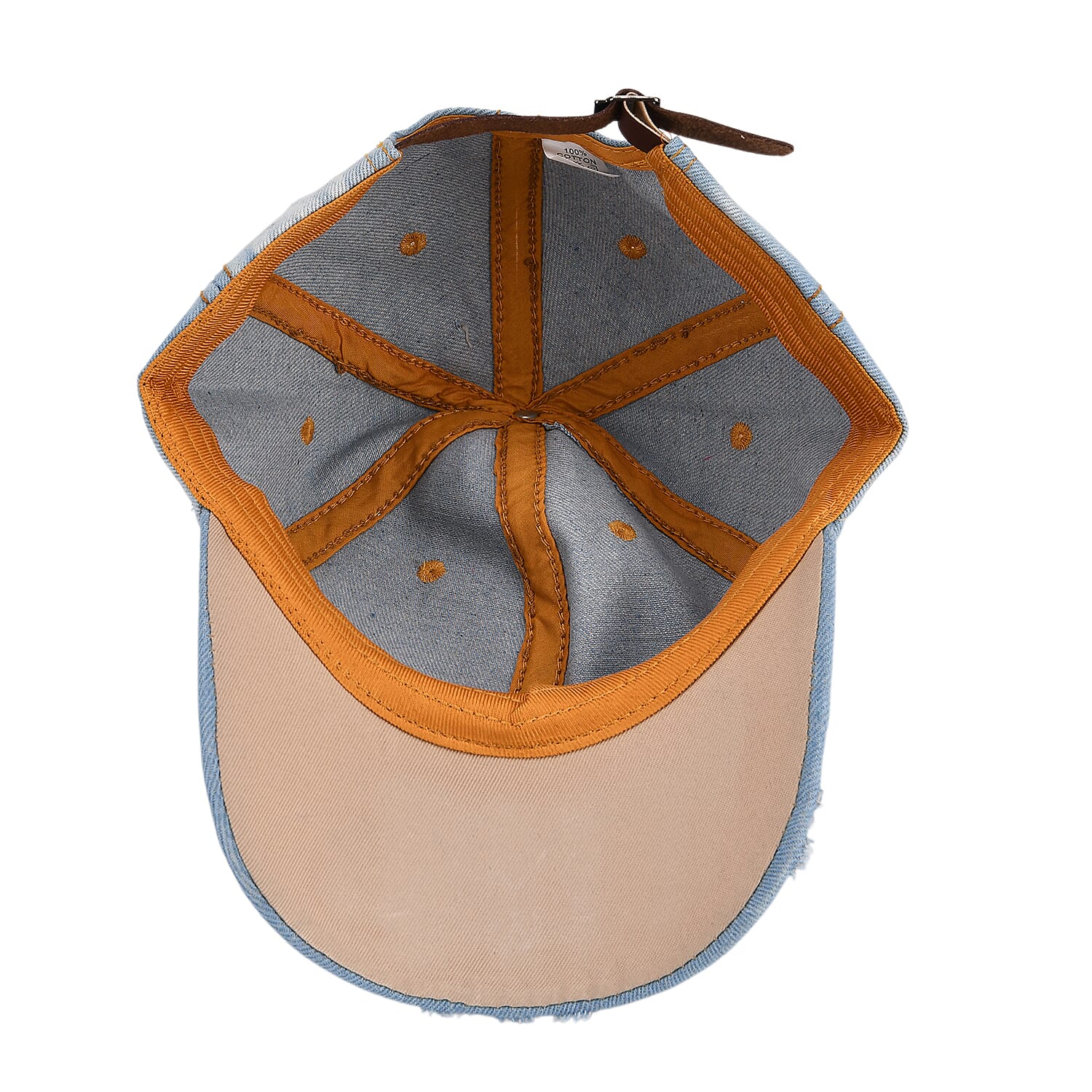 Denim Baseball Cap with Rhinestone Heart Pattern (57 cm) - Light Denim