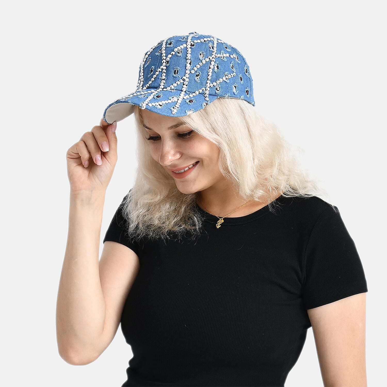 Rhombus Pattern Baseball Cap (57 cm) - Blue