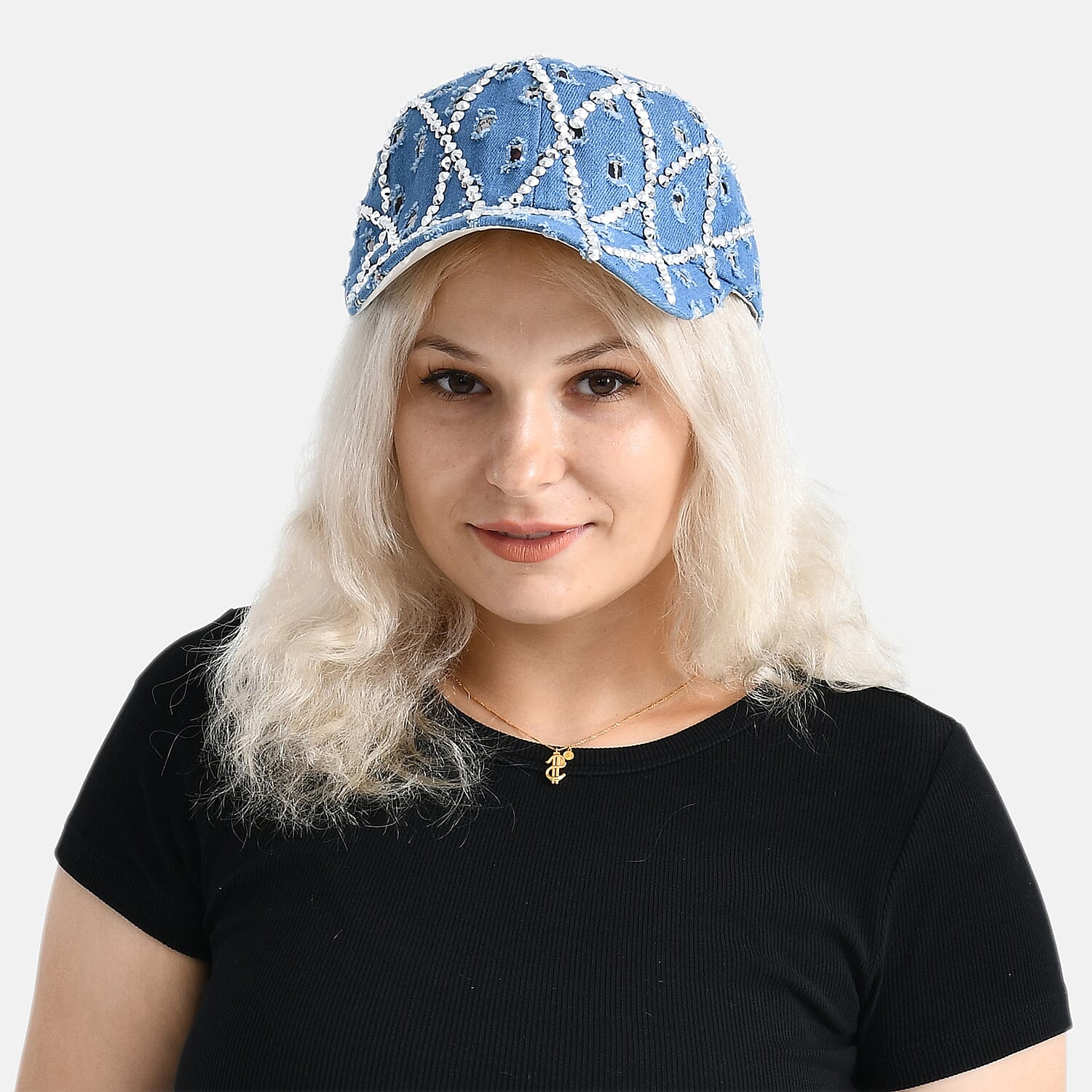 Rhombus Pattern Baseball Cap (57 cm) - Blue