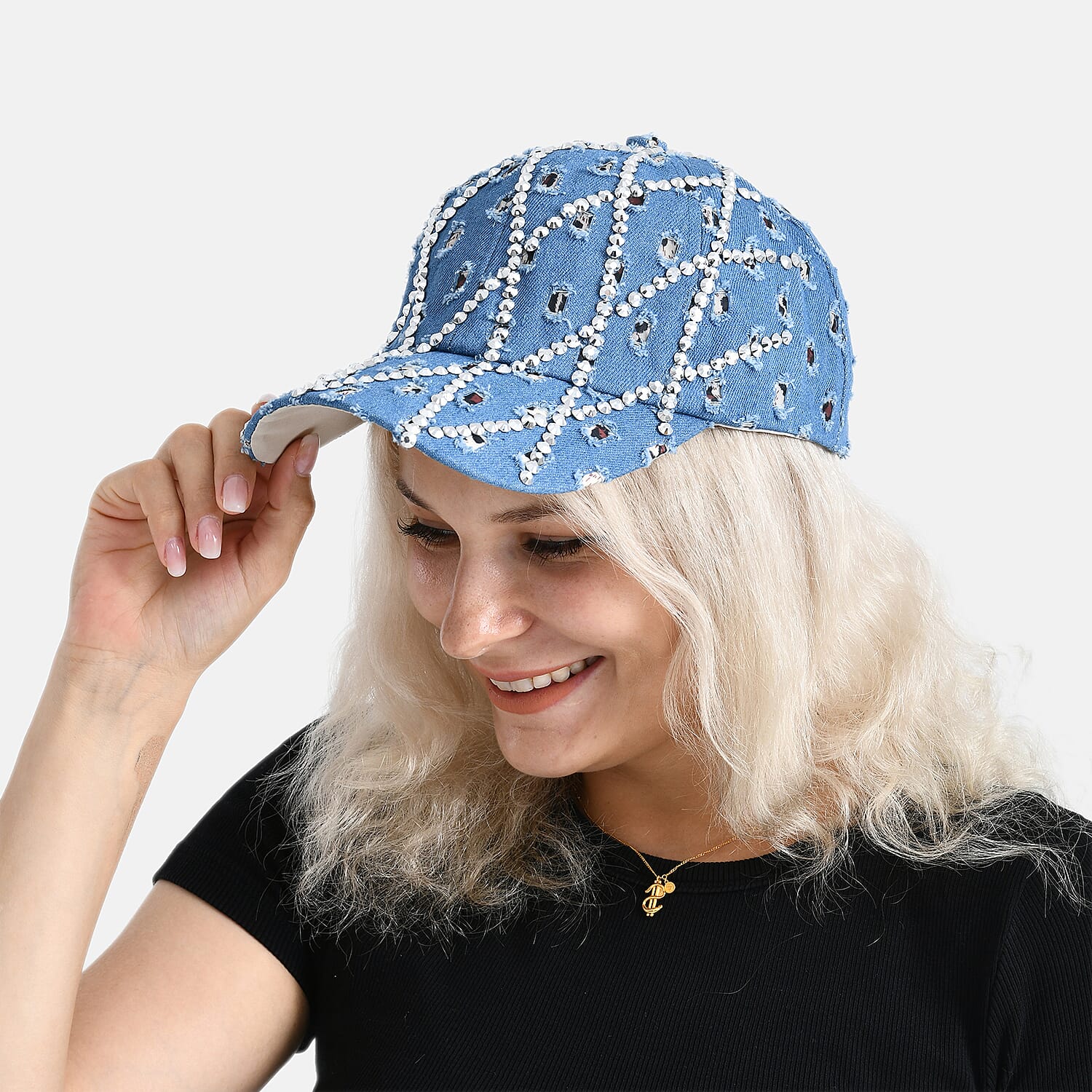 Rhombus Pattern Baseball Cap (57 cm) - Blue