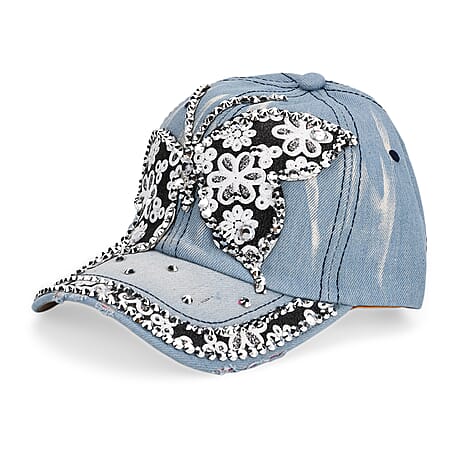 Butterfly Pattern Baseball Cap (57 cm) - Light Denim