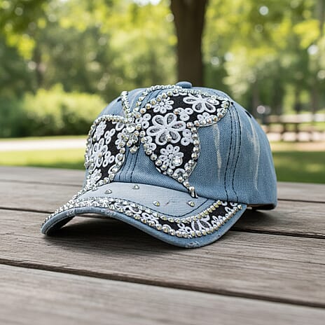 Butterfly Pattern Baseball Cap (57 cm) - Light Denim