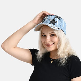 https://tjcuk.sirv.com/Products/82/2/8223220/Black-Star-Pattern-Denim-Baseball-Cap-57-cm-Light-Denim_8223220_2.jpg?w=342&h=342