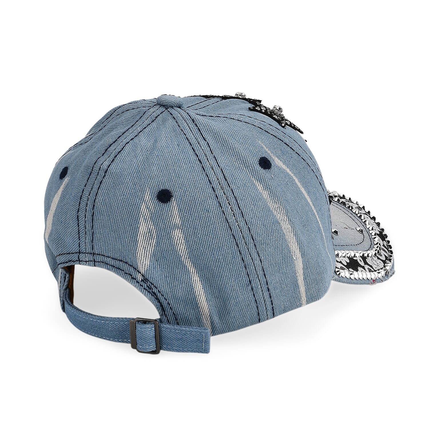 Black Star Pattern Denim Baseball Cap (57 cm) - Light Denim