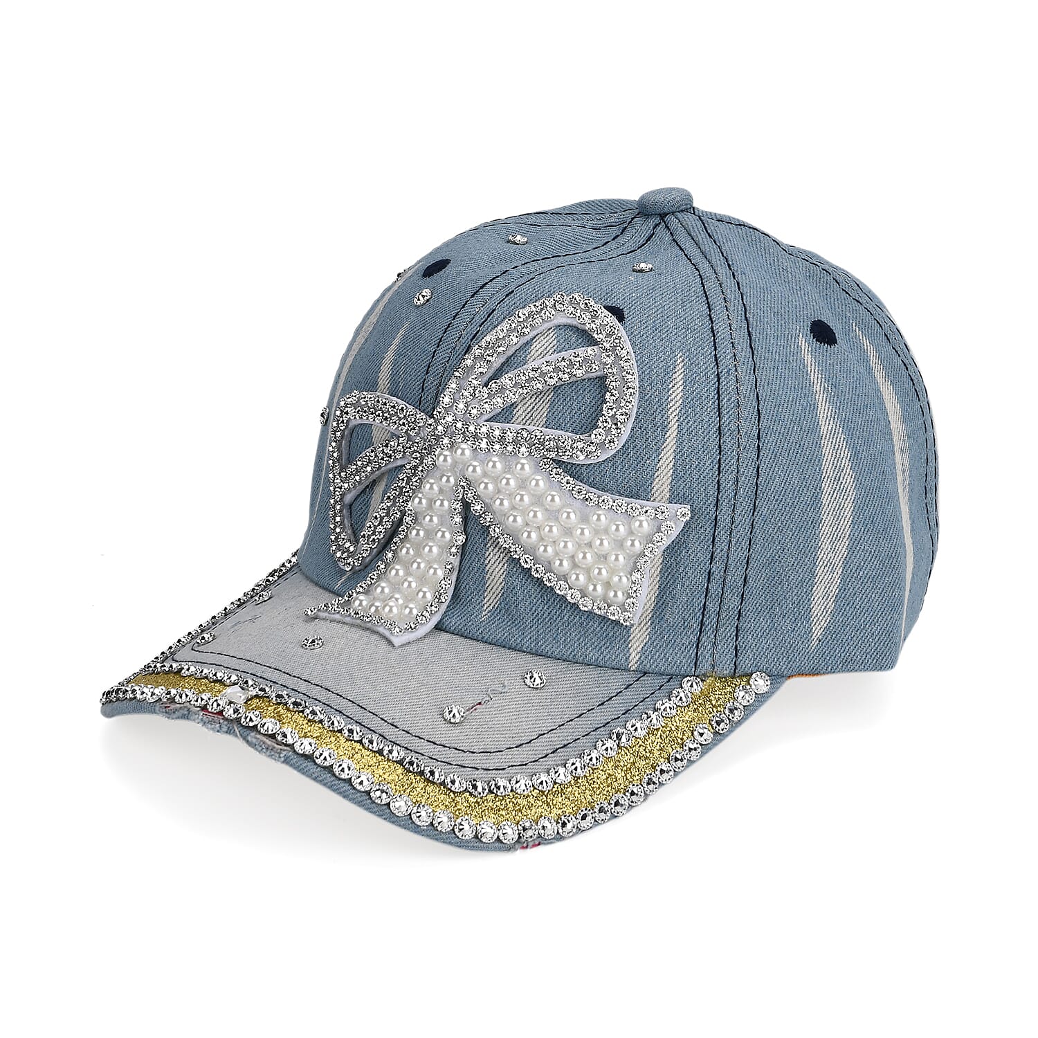 Bow Tie Pattern Denim Baseball Cap (57 cm) - Light Denim