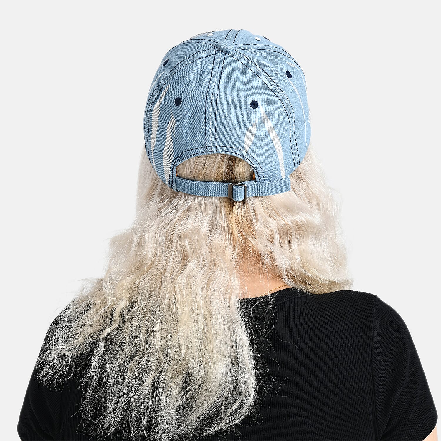 Bow Tie Pattern Denim Baseball Cap (57 cm) - Light Denim