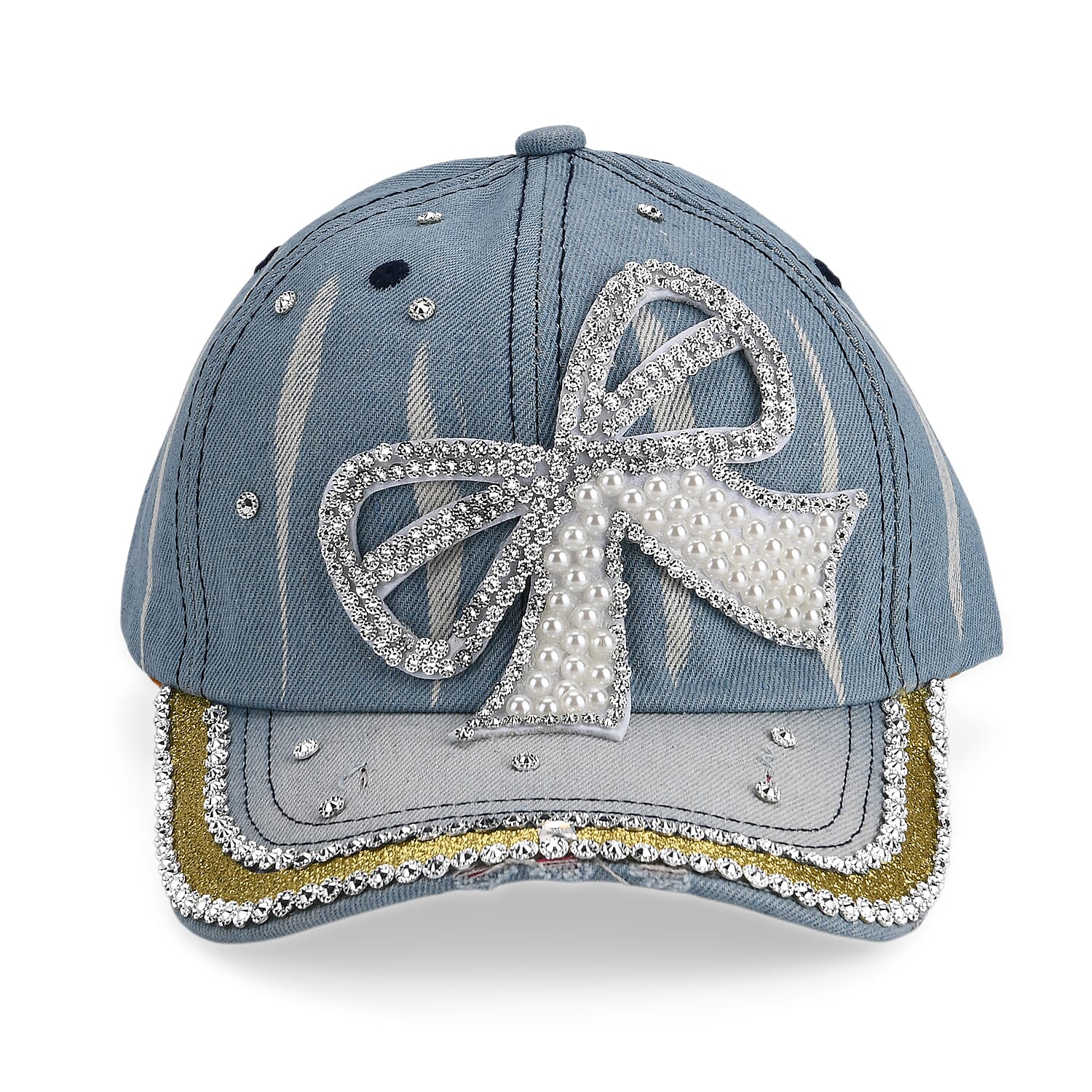 Bow Tie Pattern Denim Baseball Cap (57 cm) - Light Denim