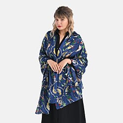 La Marey 100% Mulberry Silk Printed Scarf (Size 110x198cm) - Orange & Pink