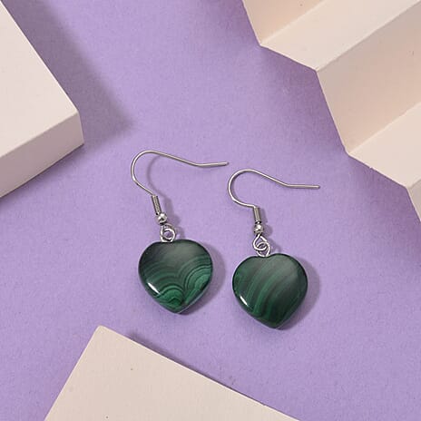 Natural Malachite Heart Earring 30.00 Ct.