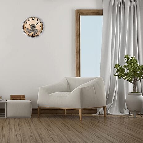 Steampunk-Style Gear Wall Clock (28 cm) - Silver