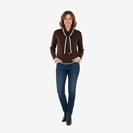 Pure And Natural Knitted Scarf Jumper(Size - Small) - Chocolate